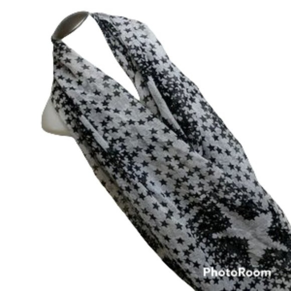 Infinity Scarf Stars White and Black Versatile Unisex Neckwear  Wrap